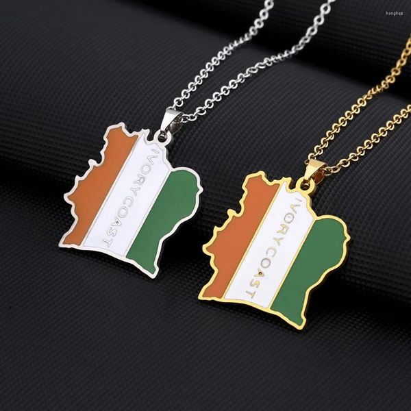 Colliers pendants COTE D IVORE MAP Collier pour femmes pour femmes Men Gold Silver Couleur en acier inoxydable Fashion Africain Bijoux Cadeaux