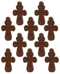 Pendentif Colliers Cottvo10pcs / lot petite croix en bois bricolage charmes pour la fabrication de bijoux chapelet collier bracelet porte-clés pièces accessoires