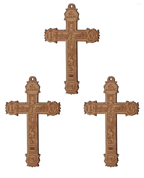 Hanger Kettingen Cottvo3 stks/partij Grote Houten Oosters-orthodoxe Kruisiging Kruis Voor DIY Sieraden Maken Rozenkrans Chaplet Ketting Onderdelen