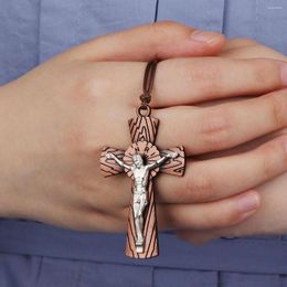 Pendentif Colliers CottvoAdjustable Cire Corde Chaîne Collier Crucifix Catholique Jésus Christ Croix Collier Pour Femmes Hommes Bijoux Cadeau