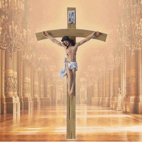 Collares pendientes CottvoCrucifix Jesus Wall Cross Católico Cristo clavado en la resina INRI Christian Home Hanging Decor Collection