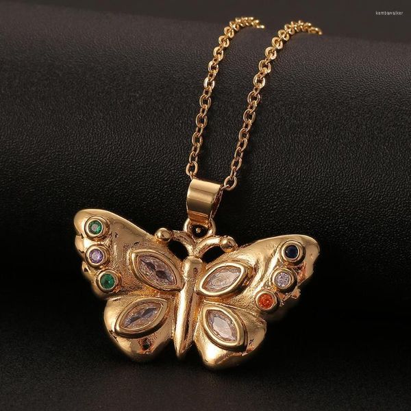 Pendentif Colliers CottvoCute Cubique Zircone Insecte Plaqué Or Papillon Pour Femmes Filles Clavicule Chaîne Bohème Bijoux