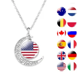 Hanger Kettingen Land Wereld Vlaggen Halve Maan Ketting Nationale Vlag Rusland VK VS Canada Engeland Spanje Oekraïne Italië Sieraden