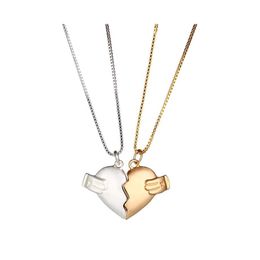 Hanger kettingen paar gebroken hart ketting 2 pc's/set liefde dubbele kleur vrienden familieliefhebbers sieraden cadeau drop levering hangers dhjar