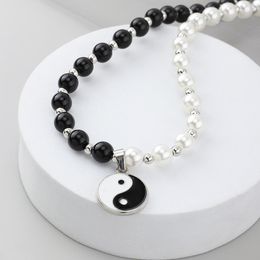 Hanger Kettingen Koppels Yin Yang Sleutelbeen Ketting Voor Vrouwen En Mannen Taiji Zwart Met Wit YinYang Choker Ketting Vriend Sieraden