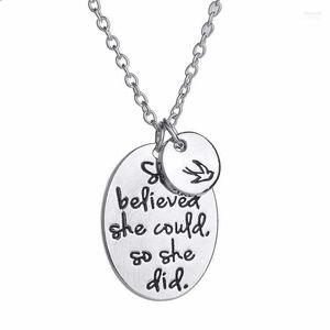 Pendentif Colliers Courage Collier Faith Handstamped Elle croyait pouvoir ainsi faire une forme ovale avec un oiseau pour vous-même Elle22