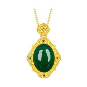 Pendentif Colliers Court Style Rétro Lumière Luxe Ruyi Dames Collier Imitation Vert Calcédoine Jade Bdehome Drop Livraison Bijoux P Dh2Nh