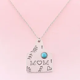 Colliers pendentifs Cow Tag Mom Turquoise Stone Western Pendentif Collier