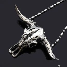 Pendentif Colliers Cowhead Bone Hommes En Acier Inoxydable Bijoux De Mode Pour Le Cou De Noël Saint Valentin Cadeaux Petite Amie En Gros Drop De Dhurs