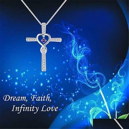 Pendentif Colliers Cr Mode Croix Flottant Birthstone S925 Sterling Sier Plaqué Gems Anniversaire Collier Cadeau Drop Livraison Je Dhgarden Dheac