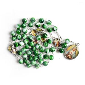 Colliers de pendentif CR029 Fashion 8 mm sept chagrin longs hommes femme bijoux religieux perle acrylique Rosaire Collier beau cadeau