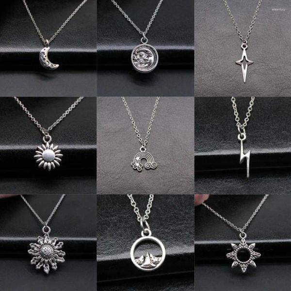 Pendentif Colliers Artisanat Collier Soleil Lune Pentagramme Accessoires Charmes pour la fabrication de bijoux