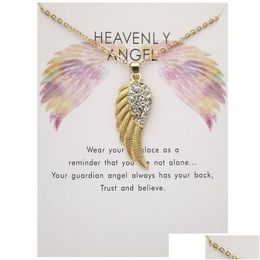 Colliers pendentifs Creative Angel Wings Diamond Pendentif Collier avec carte blanche Chaîne Bijoux Accessoires Cadeau Drop Livraison Dhiys