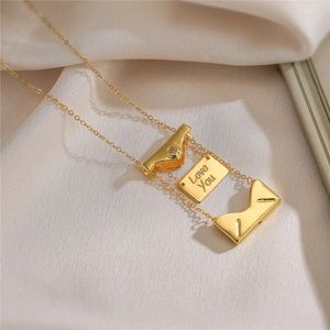 Pendentif Colliers Creative Peut ouvrir Love You Enveloppe Collier pour amoureux Saint Valentin Cadeau Bijoux de mode