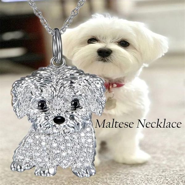 Pendentif Colliers Creative Mignon Collier Maltais Mode Pet Dog Bijoux Accessoires Femmes Chiot Décoration Anniversaire Memorial Cadeaux