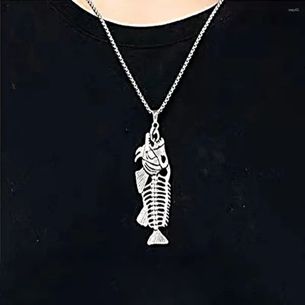 Pendentif Colliers Design créatif Collier en forme de poisson en forme de poisson Hip Hop Style gothique Mâle Punk Bohème Bijoux Cadeau