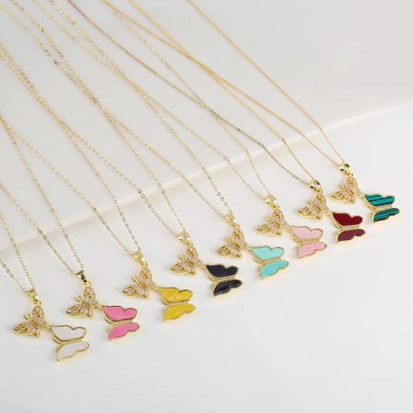 Colliers pendants Colliers de zircon double papillon personnalisés pour une femme girl gatty mariage bijoux accessoire cadeau accessoire