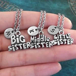 Pendentif Colliers Creative Family Collier 26 Lettres Sisters Little Sister Big Middle Charm Gift