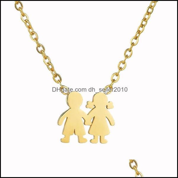 Pendentif Colliers Creative Mode Nouveau Collier En Acier Inoxydable Simple Garçon Fille Court Clavicule Chaîne Bijoux Couple Mignon Dhseller2010 Dhmv3