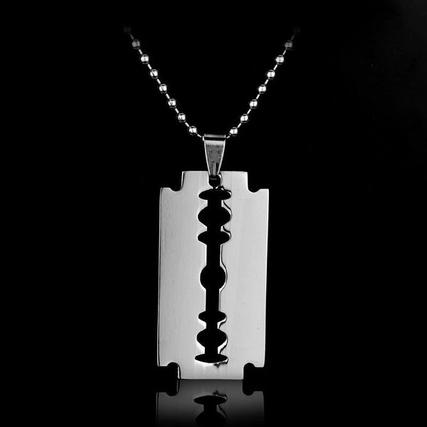 Pendentif Colliers Creative Mode En Acier Inoxydable Collier Lame De Rasoir Argent Couleur Noir Hommes Et Femmes Bijoux