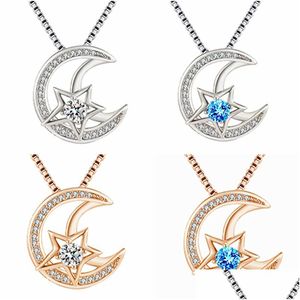 Pendentif Colliers Créatif Mode Étoile Et Lune Coeur Éternel Collier Tempérament Diamant Collier Légende Pendentif Cadeau De Fête Drop De Dhu0E