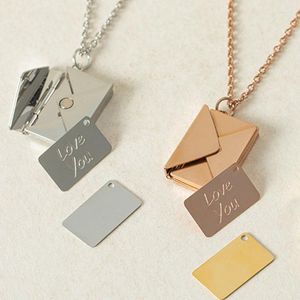 Pendentif Colliers Creative Lettre D'amour Enveloppe Collier Personnalisé En Acier Inoxydable Bijoux Saint Valentin Cadeau Vous