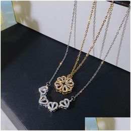 Pendentif Colliers Creative magnétique pliant en forme de coeur trèfle à quatre feuilles collier bijoux deux façons de porter un cadeau de fête inhabituel Drop de Dhuhr