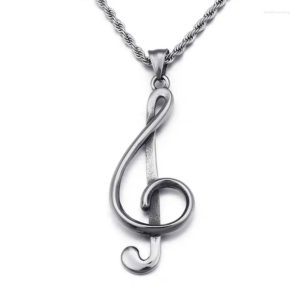 Pendentif Colliers Symbole de musique créative mettant en vedette un petit collier de produits de base en acier titane Hip Hop suspendu pour hommes