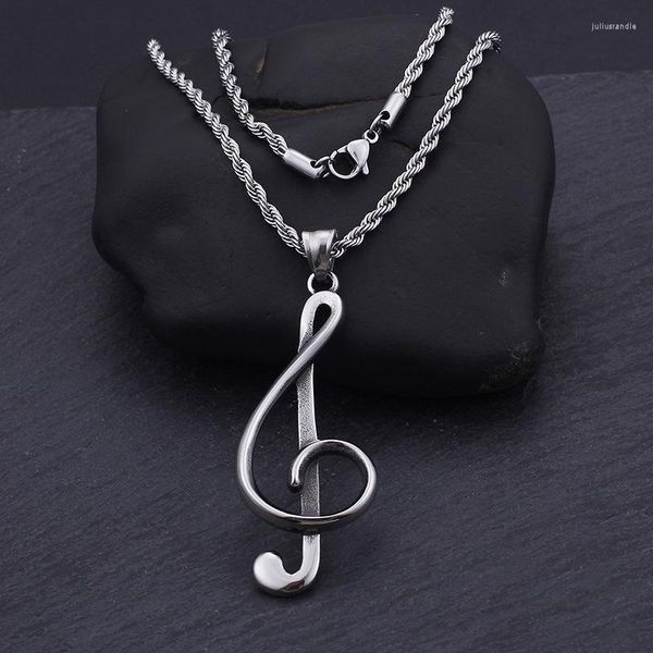 Collares colgantes símbolo de música creativa con pequeño producto titanium acero Hip hop colgante