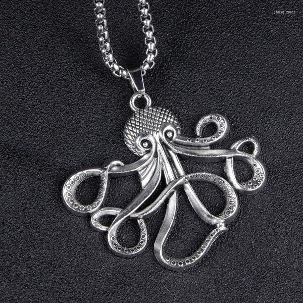 Pendentif Colliers Personnalité Créative Cthulhu Octopus Blame Collier Long Titane Acier Boîte Chaîne Hip-Hop Unique Design Bijoux