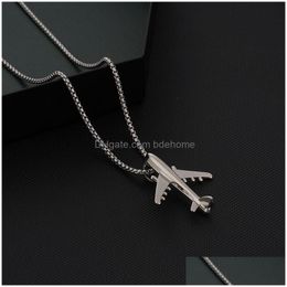 Pendentif Colliers Creative Avion Collier Hip Hop Air Modèle Titane Acier Femmes Hommes Punk Cool Simple Chandail Chaîne Cadeau 70 Cm Drop Delivery