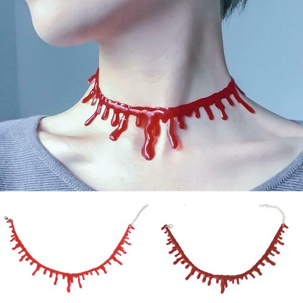 Pendentif Colliers Creative Rouge Goutte De Sang Collier Ras Du Cou Pour Les Femmes Halloween Décoration Punk Simulation Saignement Collier Festival Bijoux 230831