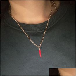 Hanger kettingen creatieve rode pimiento chili peper ketting voor vrouwen eenvoudige geometrische sleutelbeen ketens colar sieraden cadeaubon dr. Dh2uzz