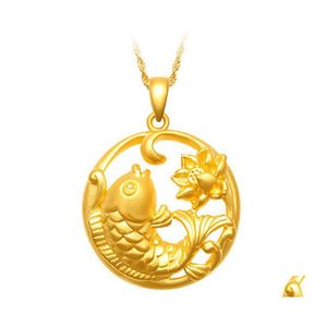 Pendentif Colliers Creative Sable Visage Lotus Poisson En Laiton Plaqué Or Sablé Koi Collier Drop Delivery Bijoux Pendentifs Dhcrt