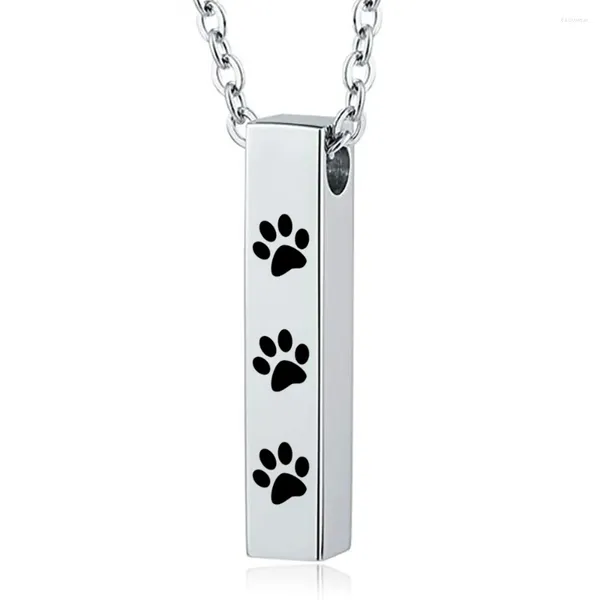 Pendentif Colliers Crémation Bar Rectangle Noir Collier Pour Animaux De Compagnie Chien Impression Memorial Souvenir Pierre De Naissance Bijoux En Cristal