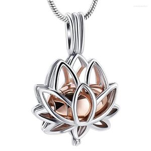 Pendentif Colliers Bijoux de crémation Cendres Urne Collier avec creux pour souvenir de forme de fleur de lotus