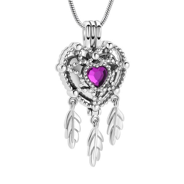 Pendentif Colliers Bijoux de crémation Coeur Dream Catcher Urn Collier pour Cendres Femmes Souvenir Memorial