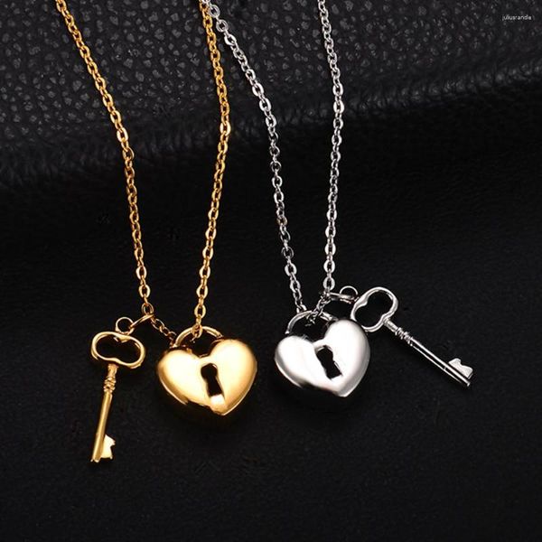 Collares colgantes Cremación Joyería Cerradura y llave Urna para cenizas Acero inoxidable Corazón Memorial Ash Holder Keepsake Necklac