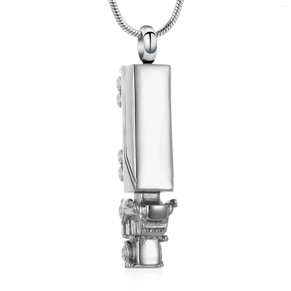 Colliers pendentifs Crémation Bijoux Urn Collier pour cendres en acier inoxydable 18 Wheeler Semi KeepSake Holder Memorial Verket