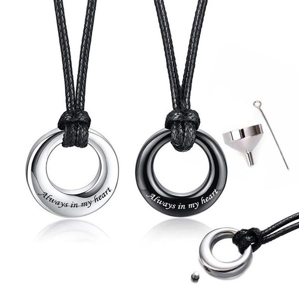 Colliers pendentifs Bijoux de crémation Collier d'urne pour cendres Cercle de vie Cadeau commémoratif d'éternité en acier inoxydable 316LPendentif 245m