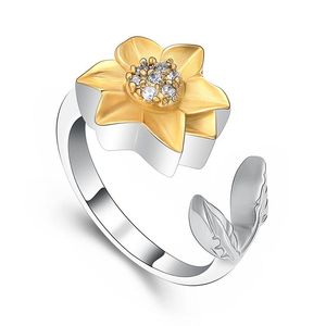 Hanger Kettingen Crematie Urn Ring Perfect Keepsake Geschenken Inlay Two Tone Flowers Dames Zirkoon Memorial Sieraden Hold Ashe