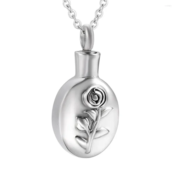 Pendentif Colliers Urnes De Crémation Collier Larme Avec Rose Pour Cendres Humaines/Animaux De Compagnie Fille/Femme Bijoux Commémoratifs En Acier Inoxydable