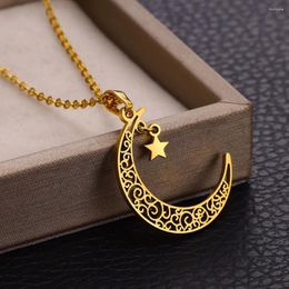 Hanger kettingen Crescent Moon Star Charme ketting Roestvrij stalen sieraden Goudkleur Celestial Birthdial Gifts Women Fashion Accessoires