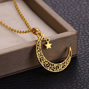 Collares colgantes Crescent Moon Star Charlace Joyería de acero inoxidable Color de oro Celestial Cumpleaños Accesorios de moda para mujeres