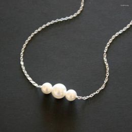 Pendentif Colliers Produit Classique Transfrontalier Style Cool Et Minimaliste Imitation Perle Clavicule Chaîne Niche 3 Pour Les Femmes