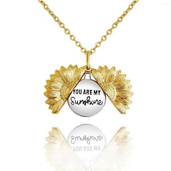 Colliers pendentifs collier de fleurs européennes et américaines transfrontalier grande tache Yon Are My tournesol chaîne de clavicule pour femmes