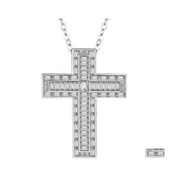 Pendentif Colliers Croix pour femmes Bijoux Cadeau Tendance Christian Jésus Brillant Zircon Cubique Zircon Collier Sier Hjewelry Drop Delive Dhxcb