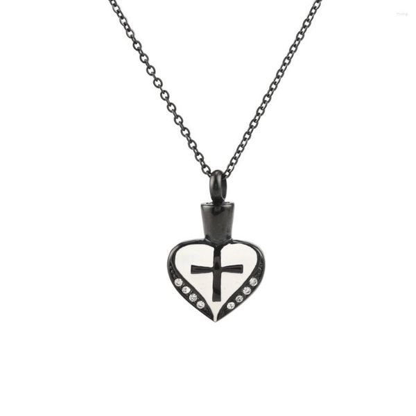 Pendentif Colliers Croix Mon Coeur Crémation Bijoux Mémorial Souvenir En Acier Inoxydable Urne Cendres Titulaire Collier Pour Hommes Femmes Religieux