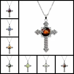 Pendentif Colliers Croix Collier Horrible Citrouille Motif Sorcière Magique Surprise Réglable Fermoir Mousqueton Attache Verre Dôme Cadeau