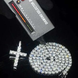 Hangende kettingen Cross hanger hiphop ketting 4 mm 5 mm VVS moissaniet diamant tennisketen 925 zilver voor vrouwelijke mannen sieraden